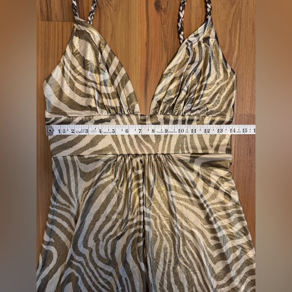 Marciano Zebra Print Metallic Maxi Dress Y2K Glam Statement Evening Dress - Picture 4 of 6